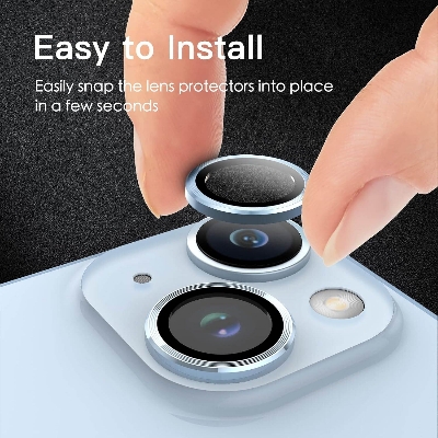 Picture of Camera Protector for iPhone 14 Blue WSKEN Ring Camera Lens Protector for Mobile