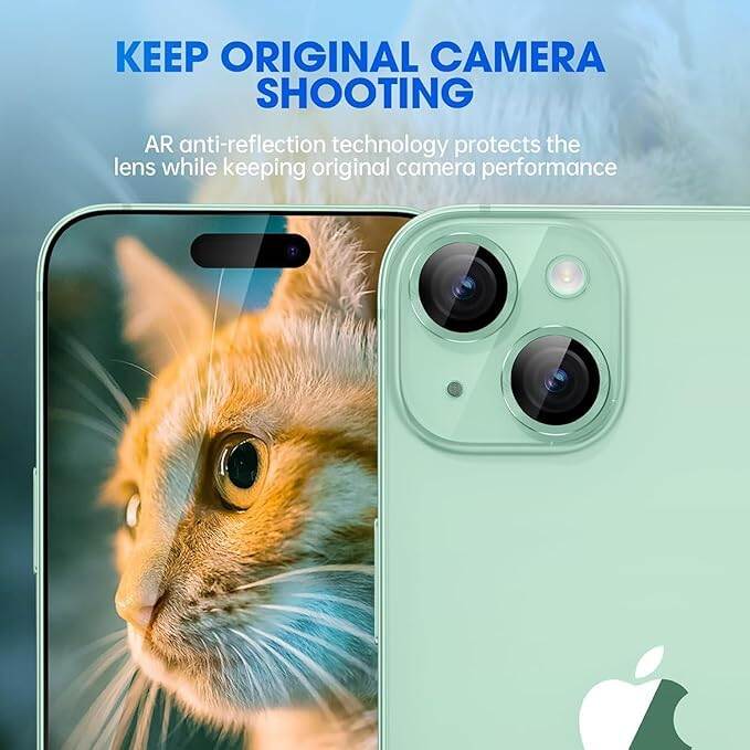 Picture of Camera Protector for iPhone 15 Plus Green WSKEN Ring Camera Lens Protector for Mobile