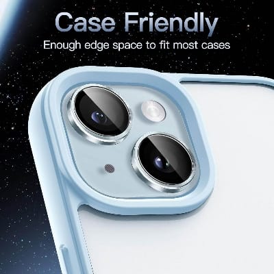Picture of Camera Protector for iPhone 15 Plus Blue WSKEN Ring Camera Lens Protector for Mobile