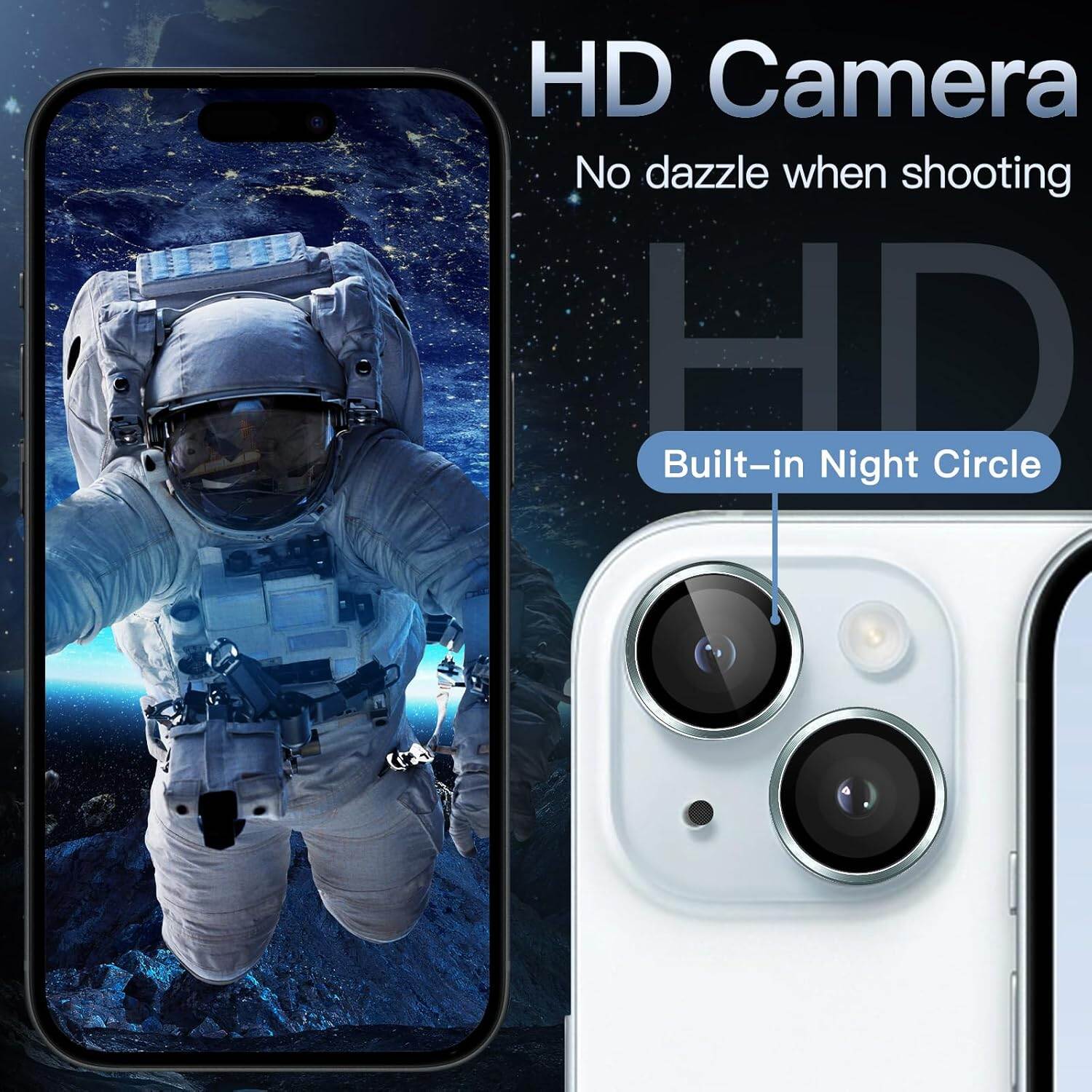 Picture of Camera Protector for iPhone 15 Plus Blue WSKEN Ring Camera Lens Protector for Mobile