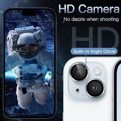 Picture of Camera Protector for iPhone 15 Plus Blue WSKEN Ring Camera Lens Protector for Mobile