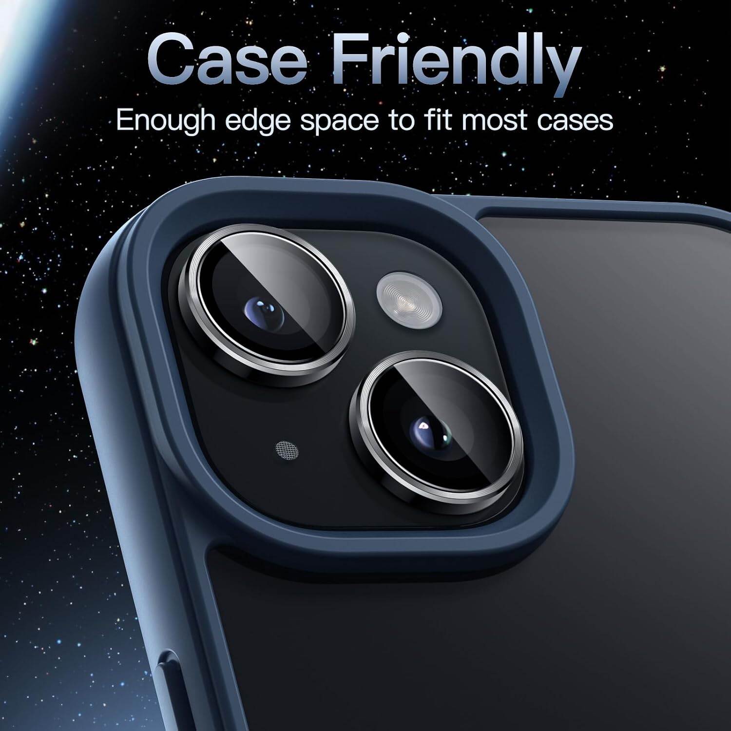 Picture of Camera Protector for iPhone 15 Plus Black WSKEN Ring Camera Lens Protector for Mobile