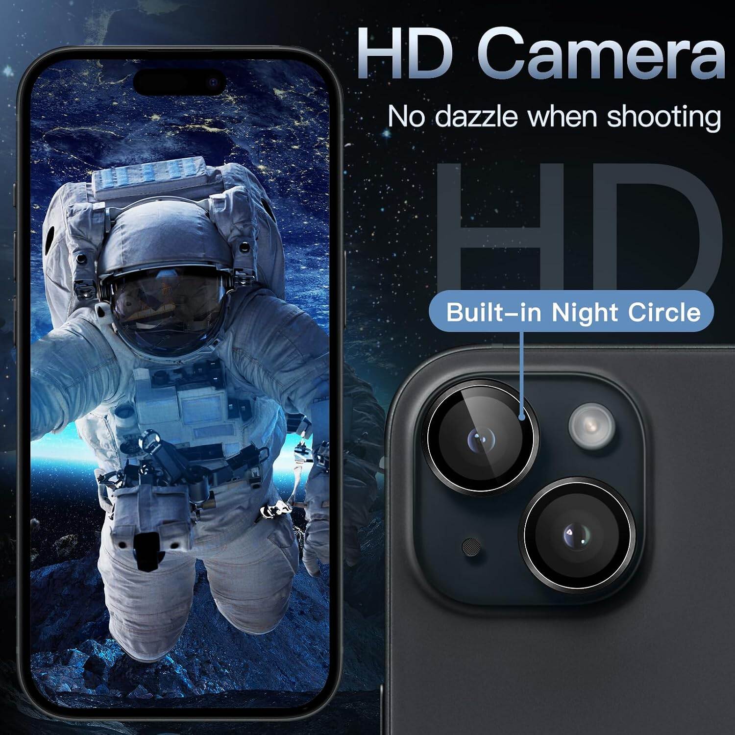 Picture of Camera Protector for iPhone 15 Plus Black WSKEN Ring Camera Lens Protector for Mobile