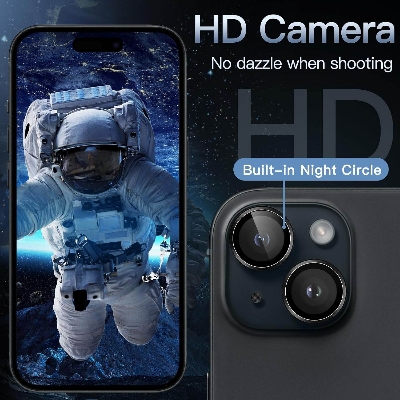 Picture of Camera Protector for iPhone 15 Plus Black WSKEN Ring Camera Lens Protector for Mobile