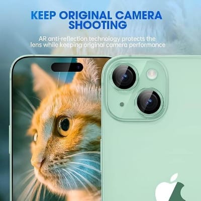 Picture of Camera Protector for iPhone 15 Green WSKEN Ring Camera Lens Protector for Mobile