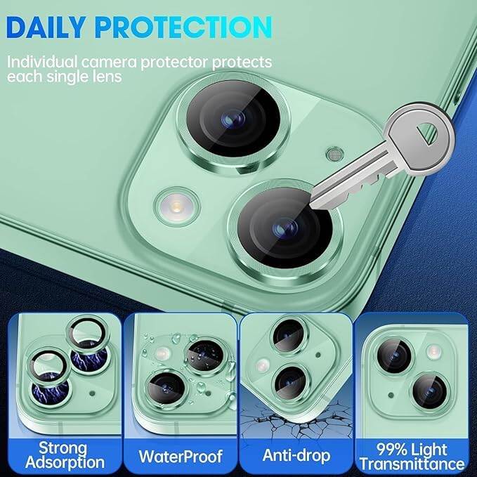 Picture of Camera Protector for iPhone 15 Green WSKEN Ring Camera Lens Protector for Mobile