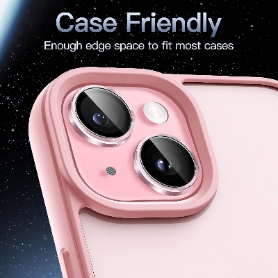 Picture of Camera Protector for iPhone 15 Pink WSKEN Ring Camera Lens Protector for Mobile