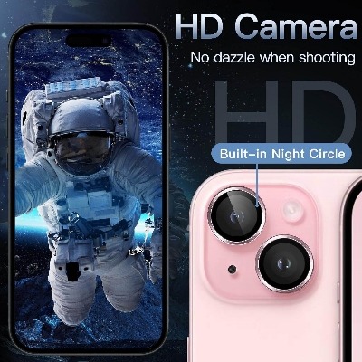 Picture of Camera Protector for iPhone 15 Pink WSKEN Ring Camera Lens Protector for Mobile