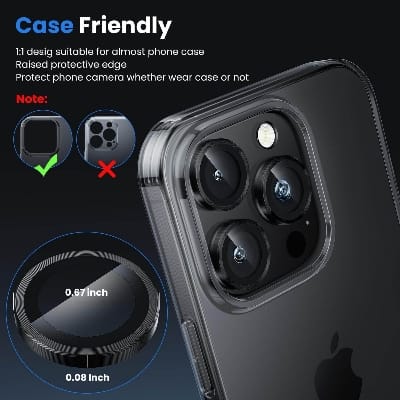 Picture of Camera Protector for iPhone 15 Pro Black WSKEN Ring Camera Lens Protector for Mobile