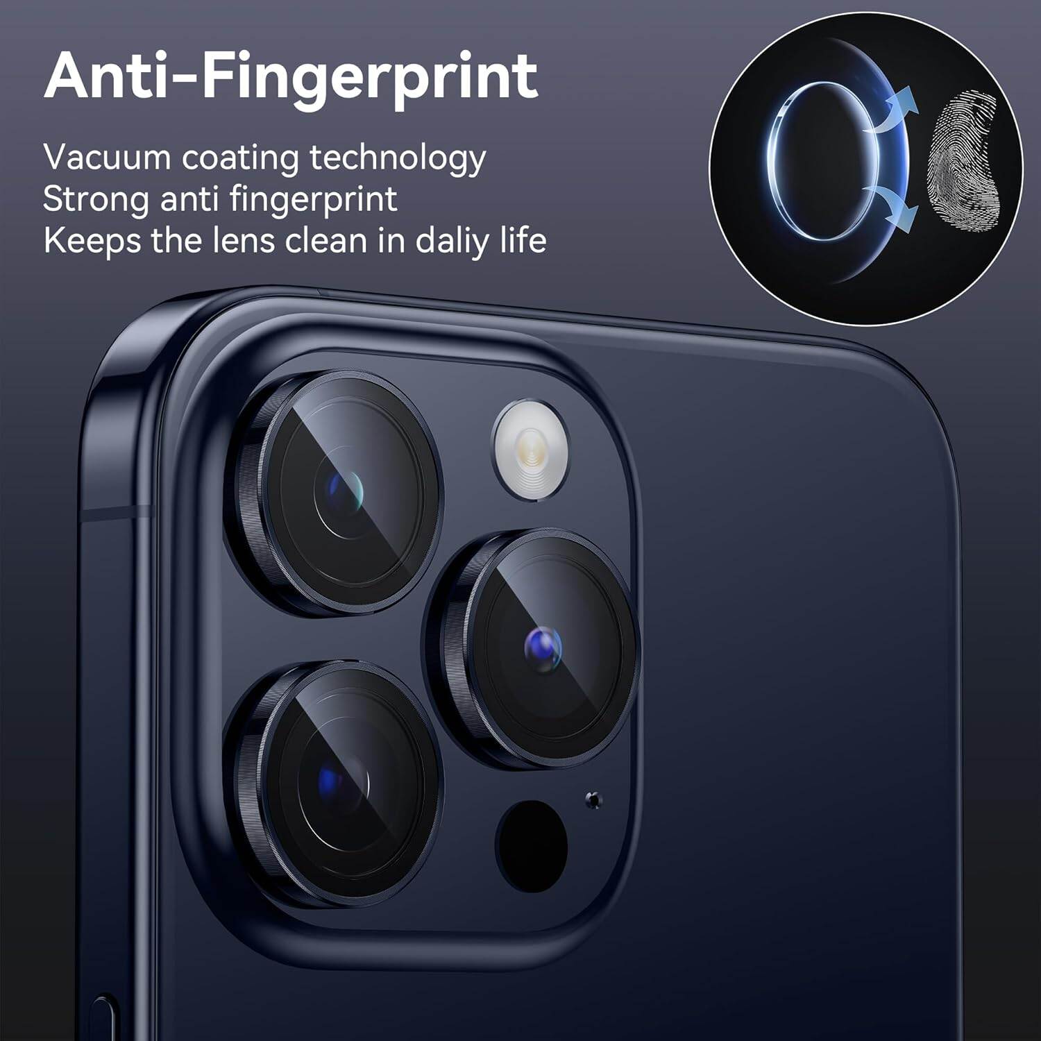 Picture of Camera Protector for iPhone 15 Pro Max Blue WSKEN Ring Camera Lens Protector for Mobile