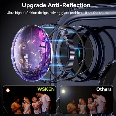 Picture of Camera Protector for iPhone 15 Pro Max Blue WSKEN Ring Camera Lens Protector for Mobile
