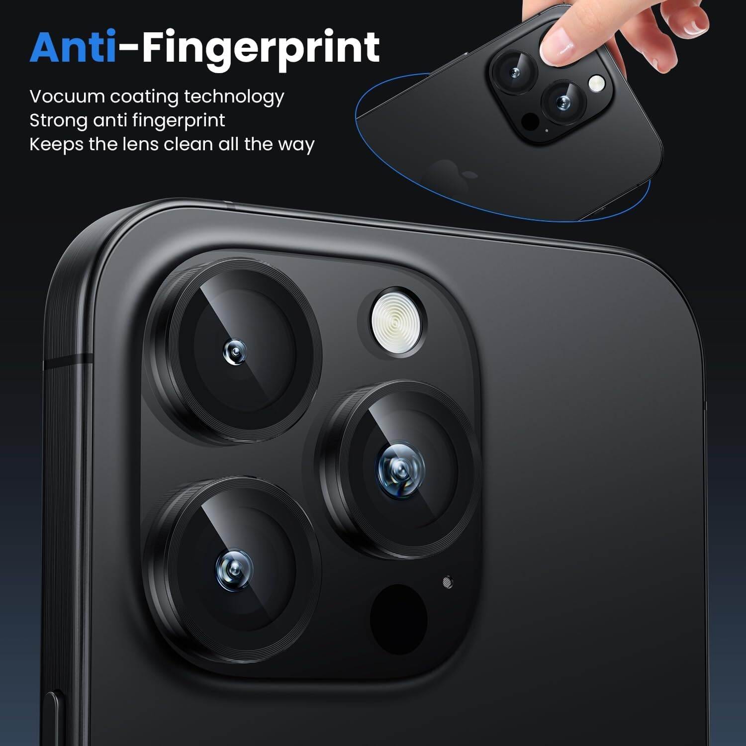 Picture of Camera Protector for iPhone 15 Pro Max Black WSKEN Ring Camera Lens Protector for Mobile