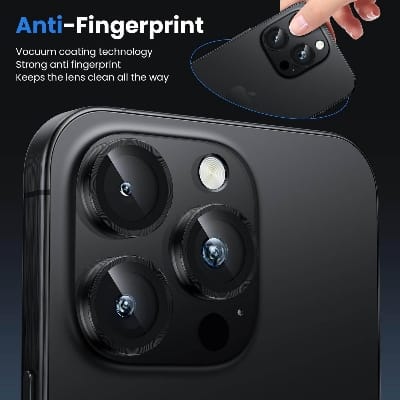 Picture of Camera Protector for iPhone 15 Pro Max Black WSKEN Ring Camera Lens Protector for Mobile