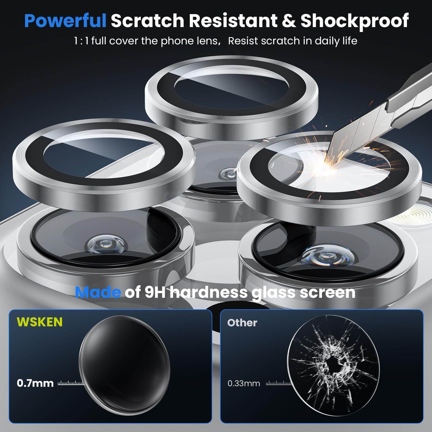 Picture of Camera Protector for iPhone 16 Pro Max White WSKEN Ring Camera Lens Protector for Mobile