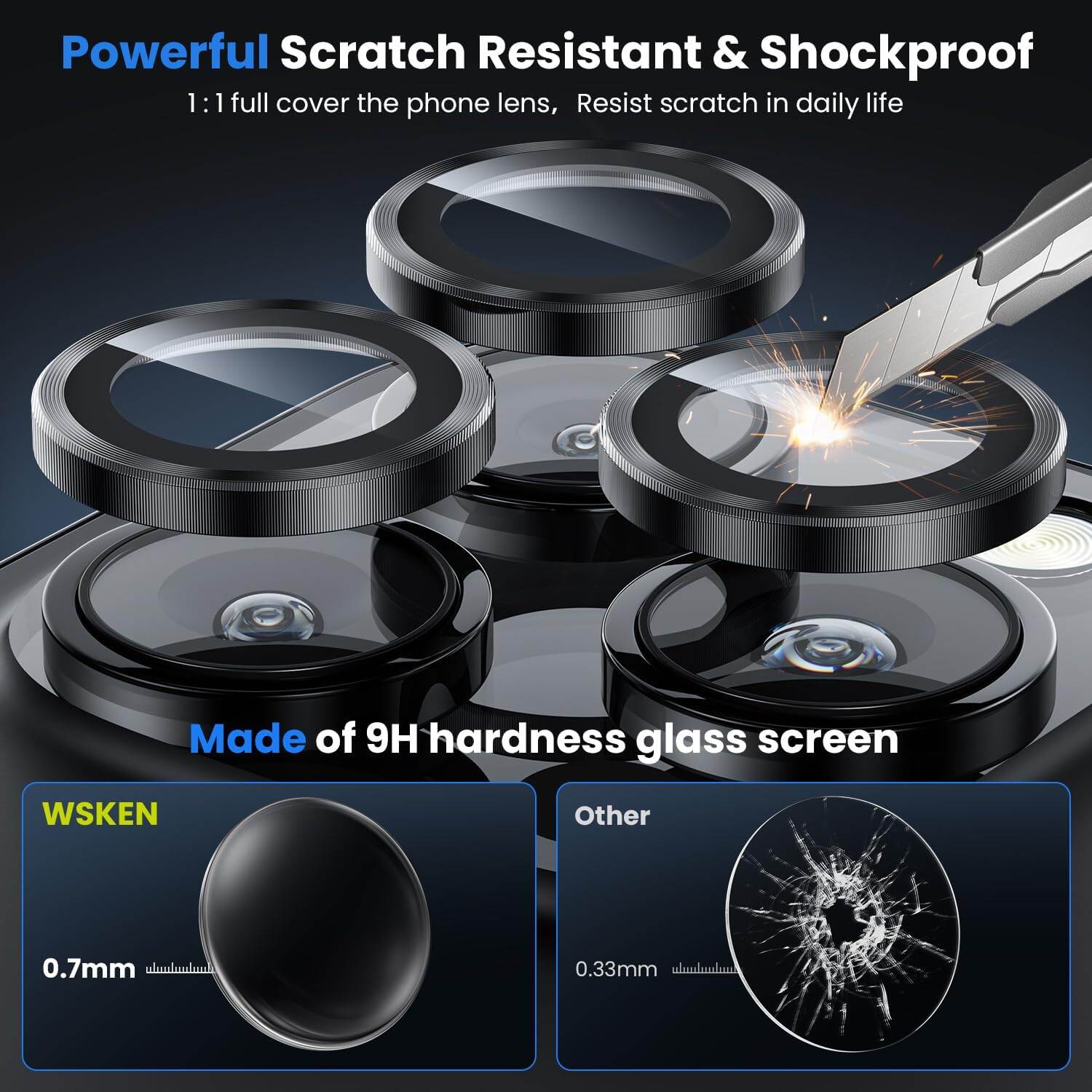 Picture of Camera Protector for iPhone 16 Pro Max Black WSKEN Ring Camera Lens Protector for Mobile