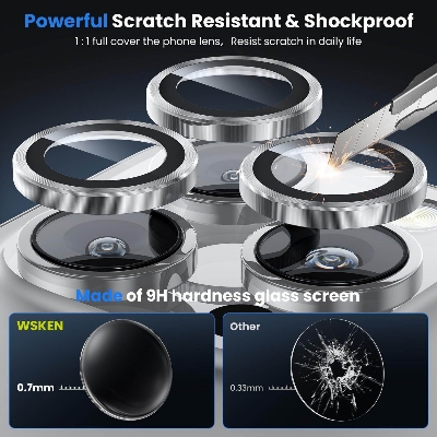 Picture of Camera Protector for iPhone 16 Pro White WSKEN Ring Camera Lens Protector for Mobile
