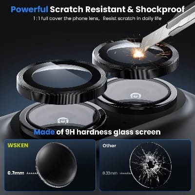 Picture of Camera Protector for iPhone 16 Plus Black WSKEN Ring Camera Lens Protector for Mobile
