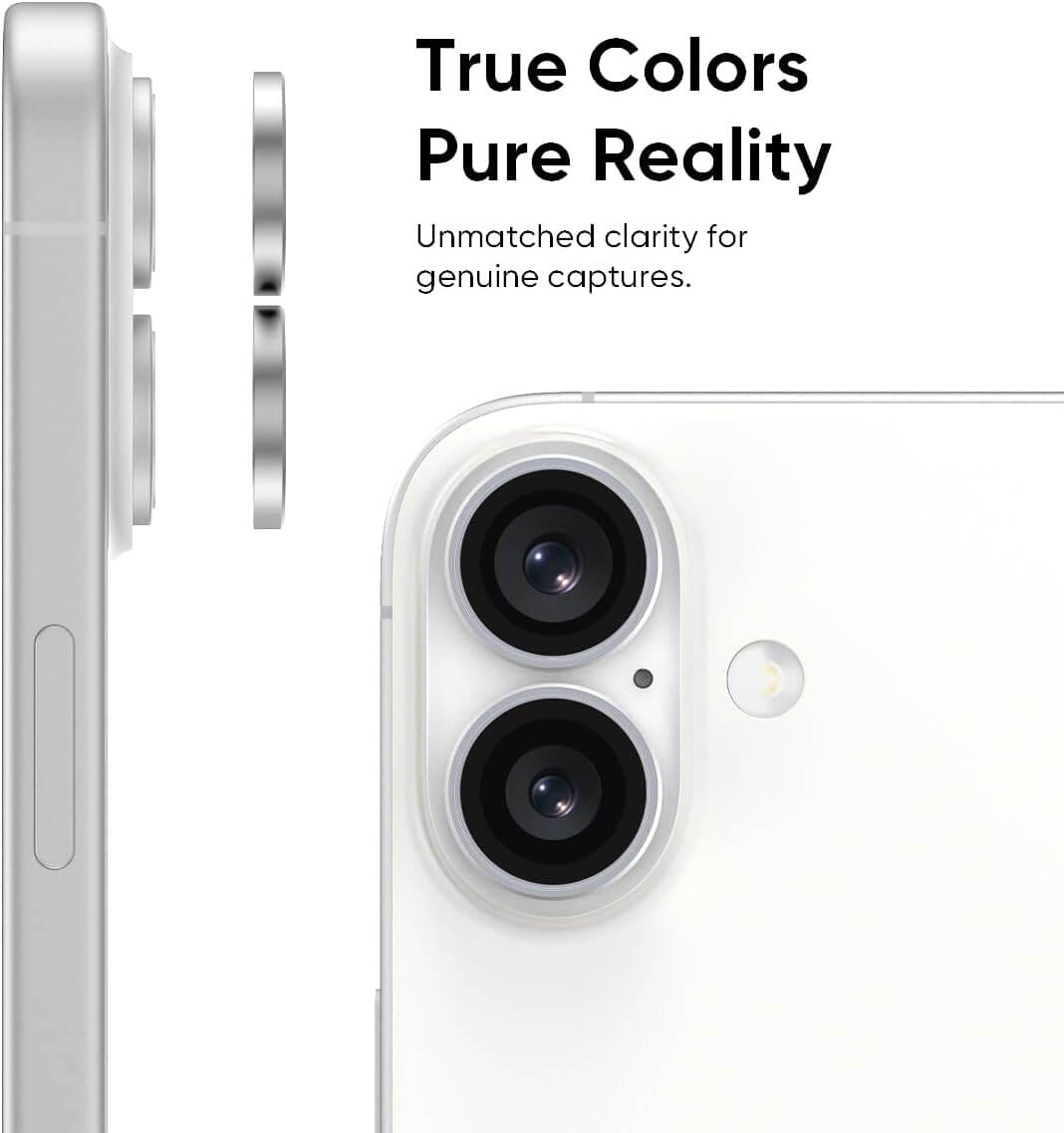 Picture of Camera Protector for iPhone 16 Plus White WSKEN Ring Camera Lens Protector for Mobile