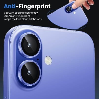 Picture of Camera Protector for iPhone 16 Blue WSKEN Ring Camera Lens Protector for Mobile
