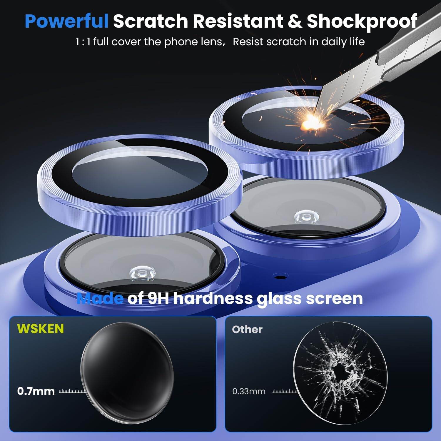 Picture of Camera Protector for iPhone 16 Blue WSKEN Ring Camera Lens Protector for Mobile
