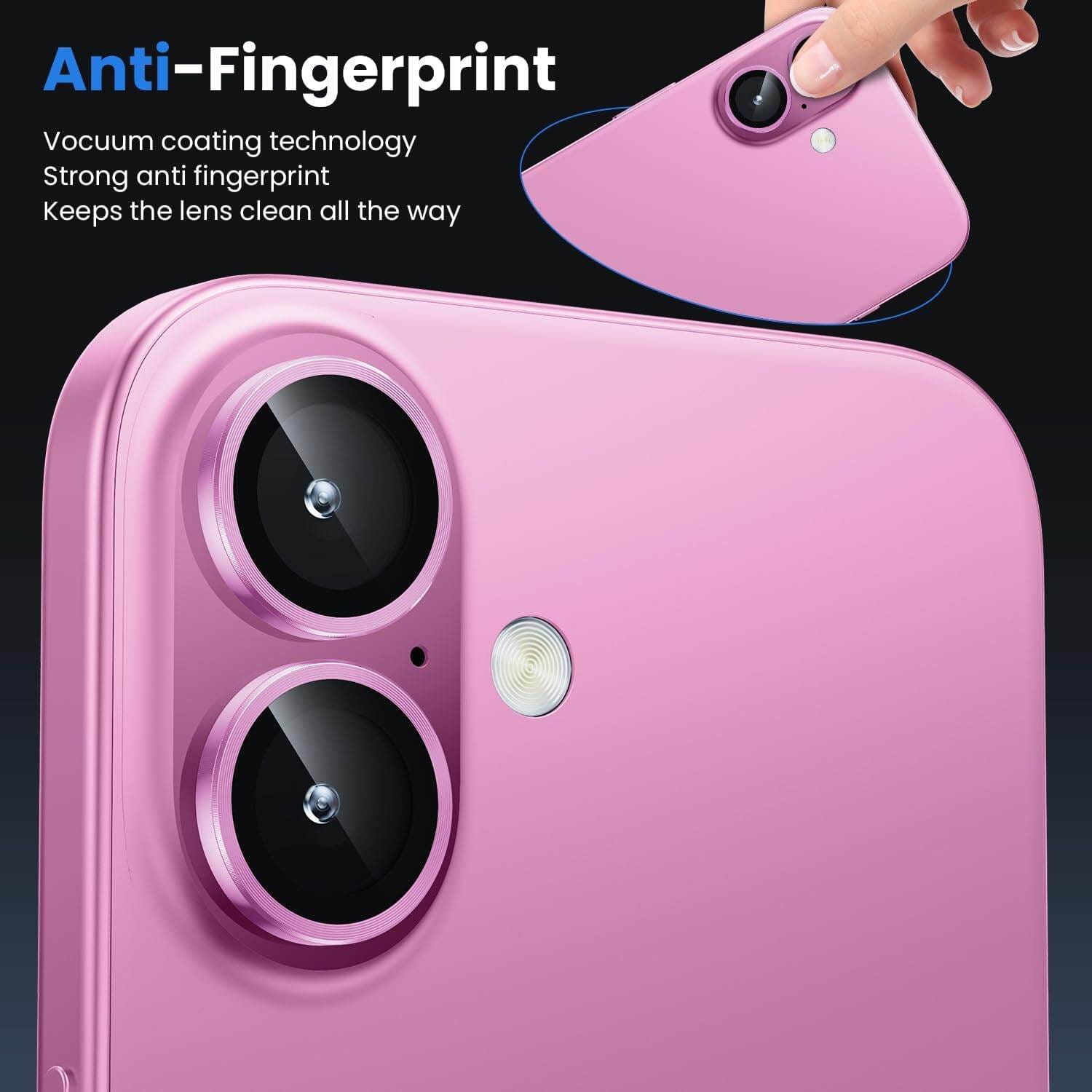 Picture of Camera Protector for iPhone 16 Pink WSKEN Ring Camera Lens Protector for Mobile