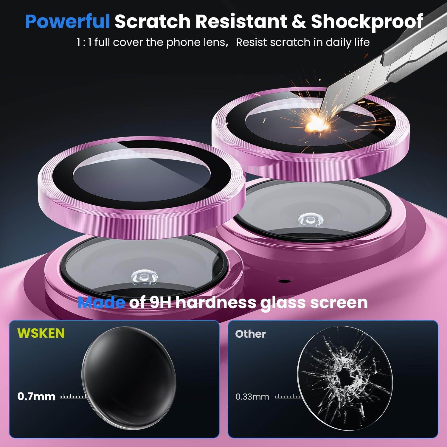 Picture of Camera Protector for iPhone 16 Pink WSKEN Ring Camera Lens Protector for Mobile