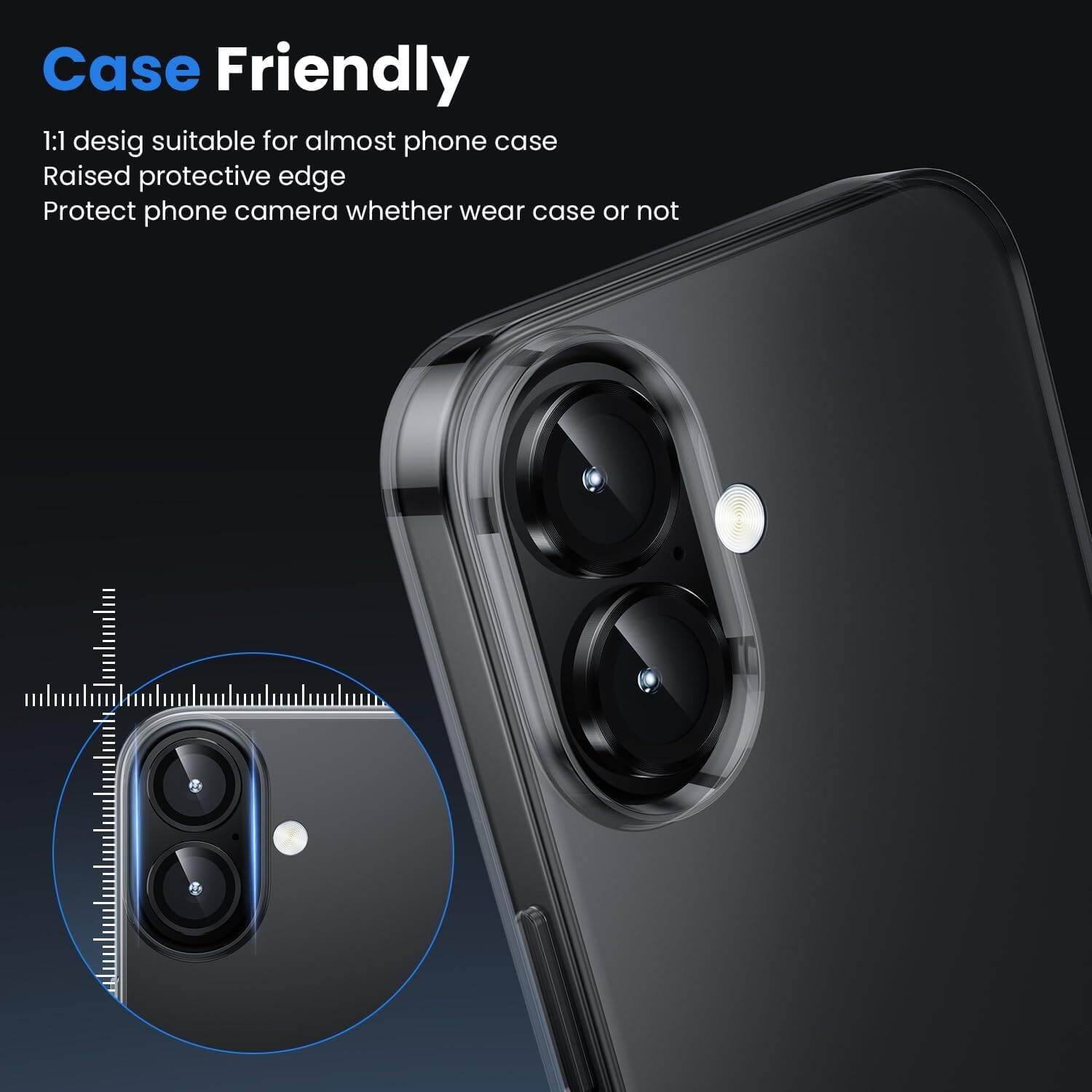 Picture of Camera Protector for iPhone 16 Black WSKEN Ring Camera Lens Protector for Mobile