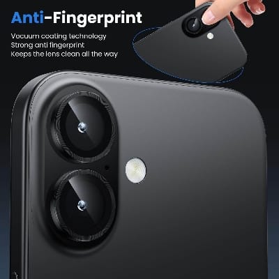 Picture of Camera Protector for iPhone 16 Black WSKEN Ring Camera Lens Protector for Mobile