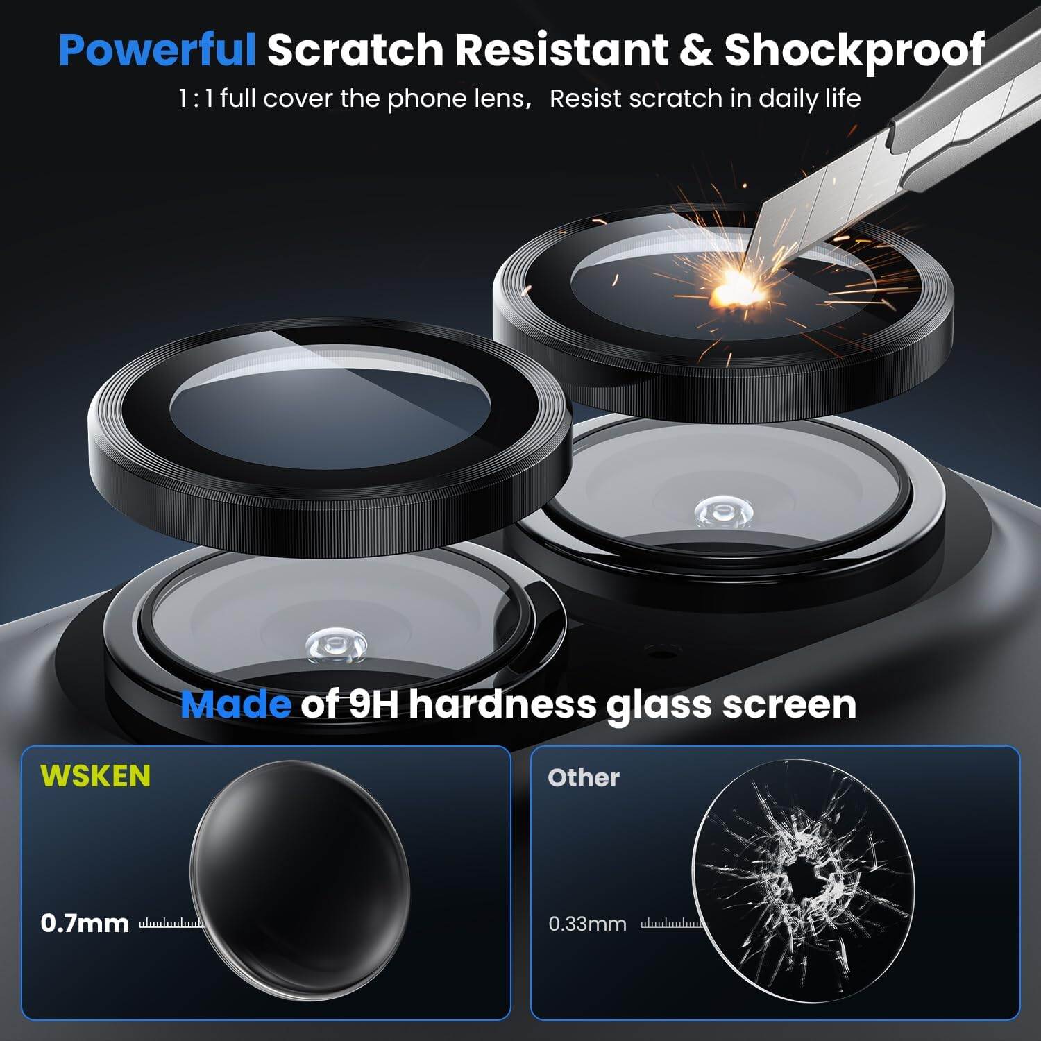 Picture of Camera Protector for iPhone 16 Black WSKEN Ring Camera Lens Protector for Mobile