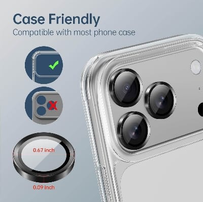 Picture of Camera Protector for iPhone 17 Pro Max Black WSKEN Ring Camera Lens Protector for Mobile