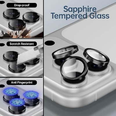 Picture of Camera Protector for iPhone 17 Pro Max Black WSKEN Ring Camera Lens Protector for Mobile
