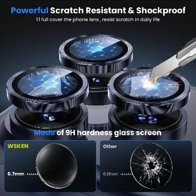 Picture of Camera Protector for iPhone 17 Pro Blue WSKEN Ring Camera Lens Protector for Mobile