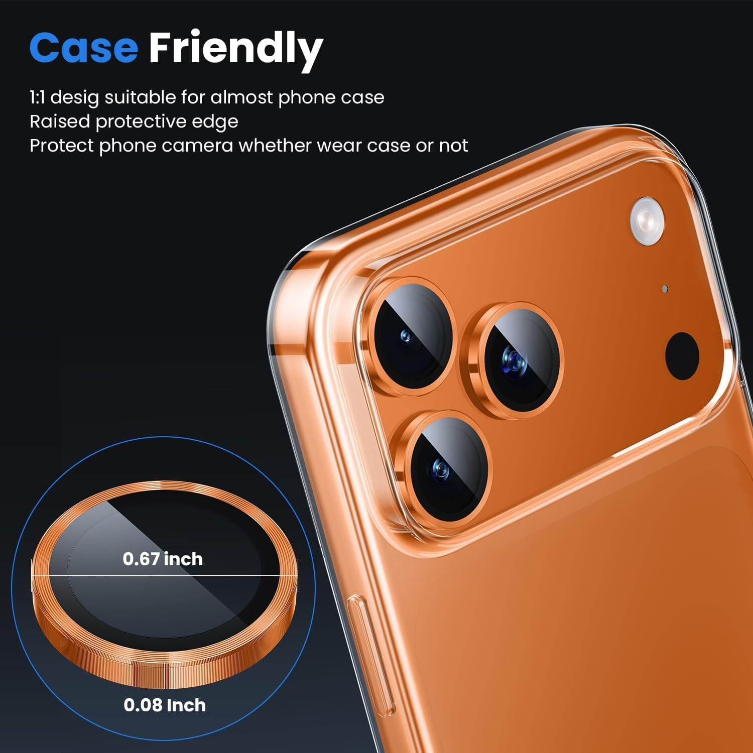 Picture of Camera Protector for iPhone 17 Pro Max Orange WSKEN Ring Camera Lens Protector for Mobile