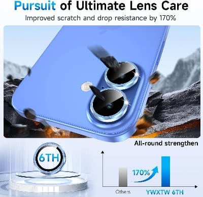 Picture of Camera Protector for iPhone 17 Blue WSKEN Ring Camera Lens Protector for Mobile