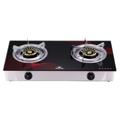 Picture of Walton Double Burner Glass Gas Stove Camellia