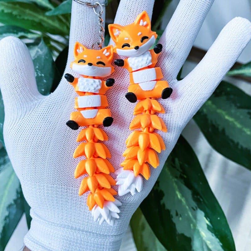 Picture of Cute Animal Stretchy Keychain | 3D Articulated Cat & Fox Key Ring | Flexible Fidget Keychain Toy for Bag, Backpack & Car Keys | Kawaii Gift for Kids & Adults