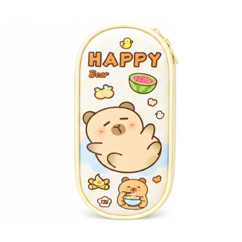 Picture of Cute Cartoon Pencil Case for Kids | Large Capacity EVA Pencil Box with Zipper | Waterproof School Stationery Organizer | Bear & Capybara Design