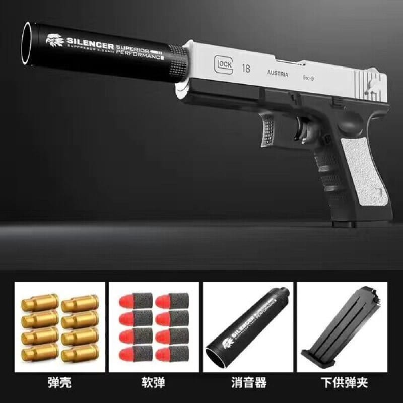 Picture of Glock18 Soft Bullet Toy Gun with Silencer & Shell Ejection | Army Green Foam Dart Blaster Toy for Kids & Adults | FREEFIRE PUBG GUN