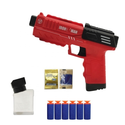 Picture of Manual Gel Blaster Gun Toy for Kids – Iron Man Design Water Bead Shooting Toy with Gel Balls & Foam Darts - Red