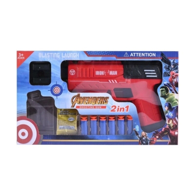 Picture of Manual Gel Blaster Gun Toy for Kids – Iron Man Design Water Bead Shooting Toy with Gel Balls & Foam Darts - Red