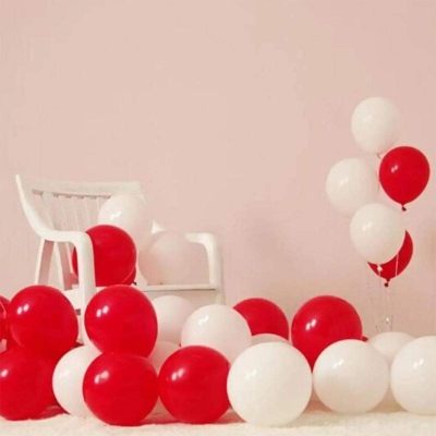 Picture of White And Red Balloons -20pcs/Red and white balloon 20pcs package-Red