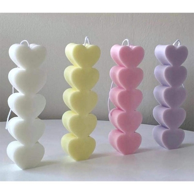Picture of Love Heart Pillar Candle for Home Decoration-2pc-Multicolor