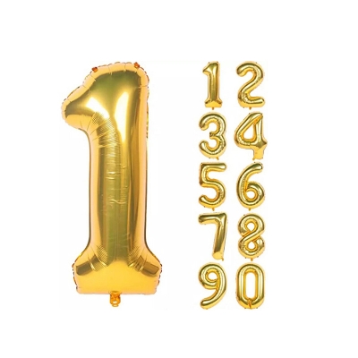 Picture of Number balloon/number foil balloon/ Foil Balloons Gold Alphabet Letters A-Z And Number 0-9 Foil Balloon for Eid Christmas Birthday Anniversary Party and all decorations