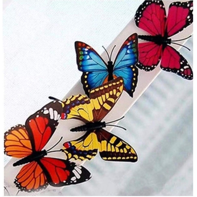 Picture of Butterfly Wall Stickers - 6pcs/3D Double Wings Butterfly Wall Stickers-6pc-Multicolor