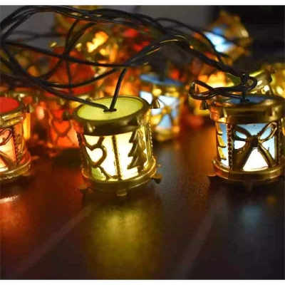 Picture of Dhol Fairy Lights)Heart Shaped Designs Decorative Fairy String Lights, Love Designs Led Decoration Round Box Lights, Led Dhool Shaped String Lights For Indoor Outdoor Wedding Party Decoration - Table Lamp-Multicolor