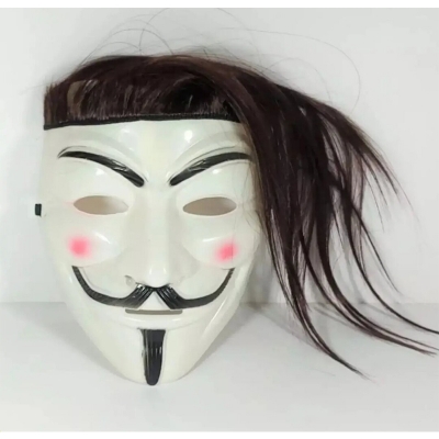 Picture of Joker maks/oker mukhos/Joker Face with Long Hair for Party- Vendetta/Clown Face with Hair-Black