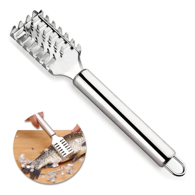 Picture of Fish Scaler Scales Skin Remover/Fish skin remover Fish Skin Cleaner-Stainless Steel-Silver-8 inch