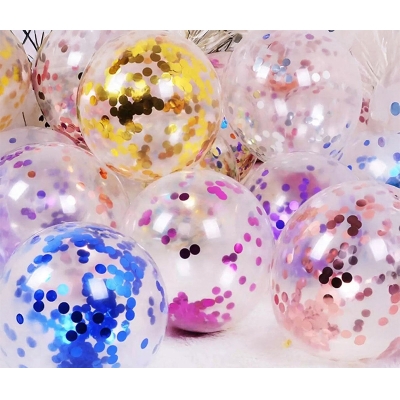 Picture of Confetti Latex Transparent Balloon/New Amazon Clear confetti balloons birthday wedding party balloons decoration latex ,[ 5 pcs ] confetti balloon-White