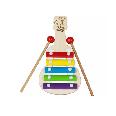 Picture of Wooden Music Toy/Wooden Guitar/Harnezz Wooden Xylophone Hand Knock Guitar-Shaped Piano Musical Toy For Kids - Multi-Color - Cactus Toy-Multicolor