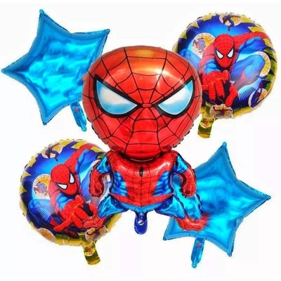 Picture of Spiderman foil balloon set/character set balloon/Spiderman Character Foil Balloon Set Party Decorations 5 in 1 Avengers Super Heroe-Red